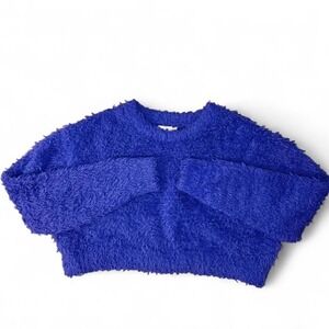 Fuzzy urban outfitters cropped PURPLE sweater size small